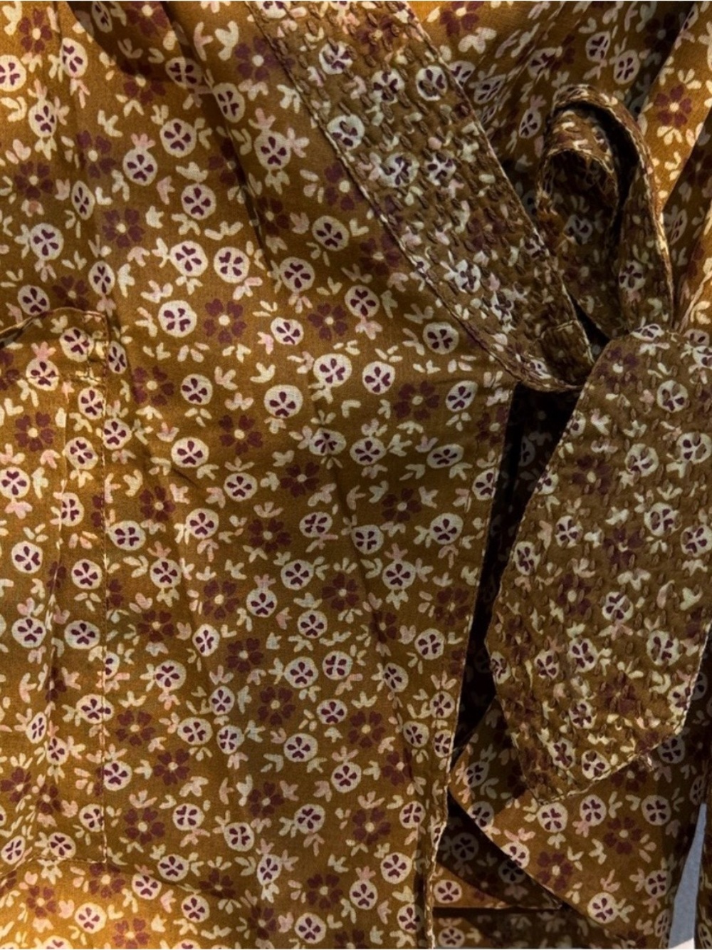 Doen Mustard Brown Isle Wrap Organic Cotton Top - Picture 8 of 9